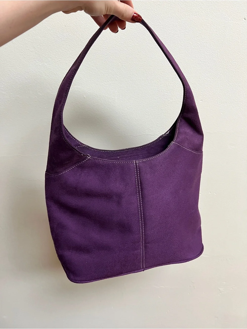 Purple faux  Suede Shoulder Bag - Elegant Everyday Hobo